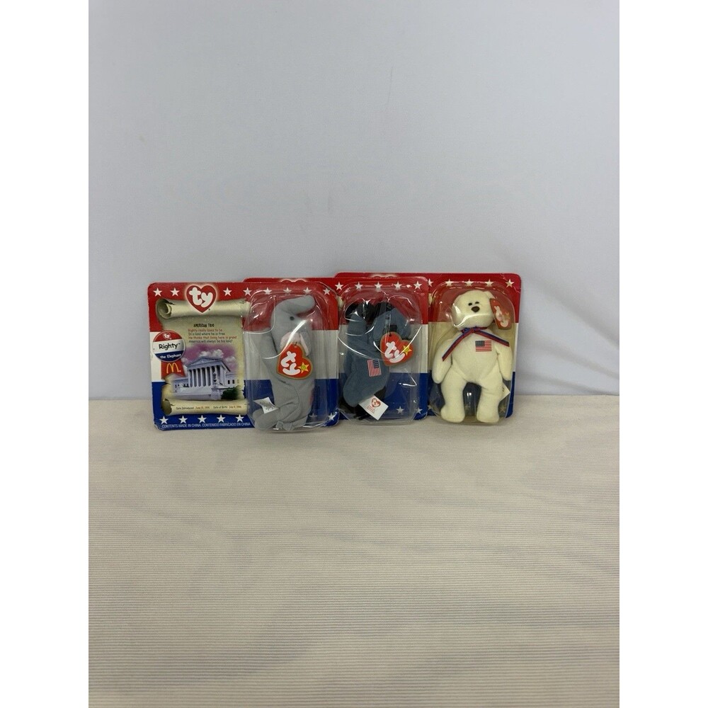 2000 TY Beanie Baby McDonald's American Trio Righty Lefty Libearty Set